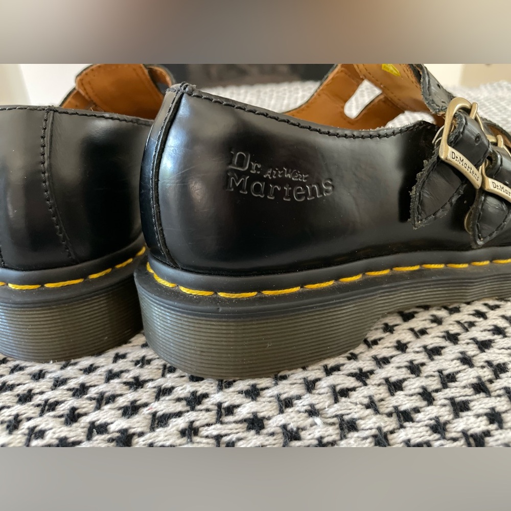 Dr Martens 8065 Mary Janes Size 7 Black Smooth Leather Double Buckle Lug Sole - Picture 5 of 12